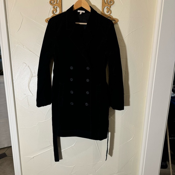 🦋Eileen Fisher Cotton Fine Corduroy Black Double Breasted Belted Jacket🦋 - Picture 2 of 11